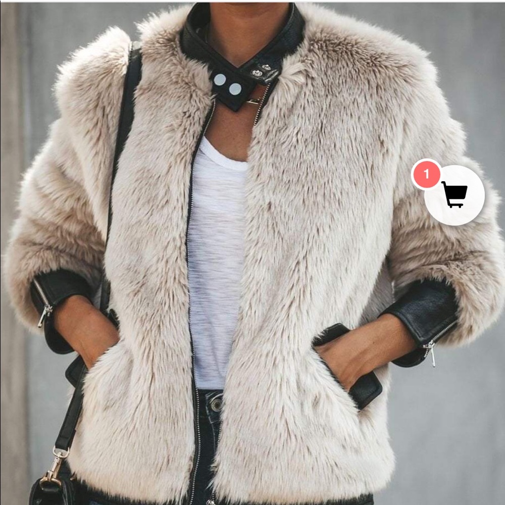 NWOT Faux fur and leather jacket